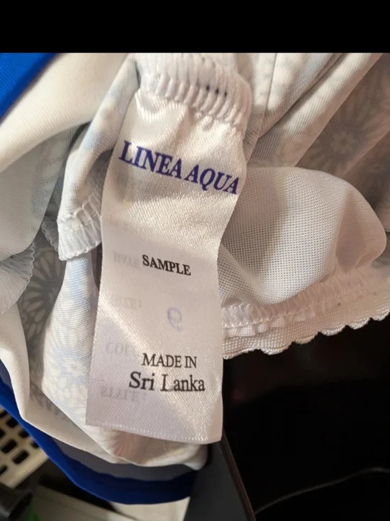 Full Coverage SZ Lg Floral Mosaic Print Tankini Top — Blue & White - Picture 4 of 5